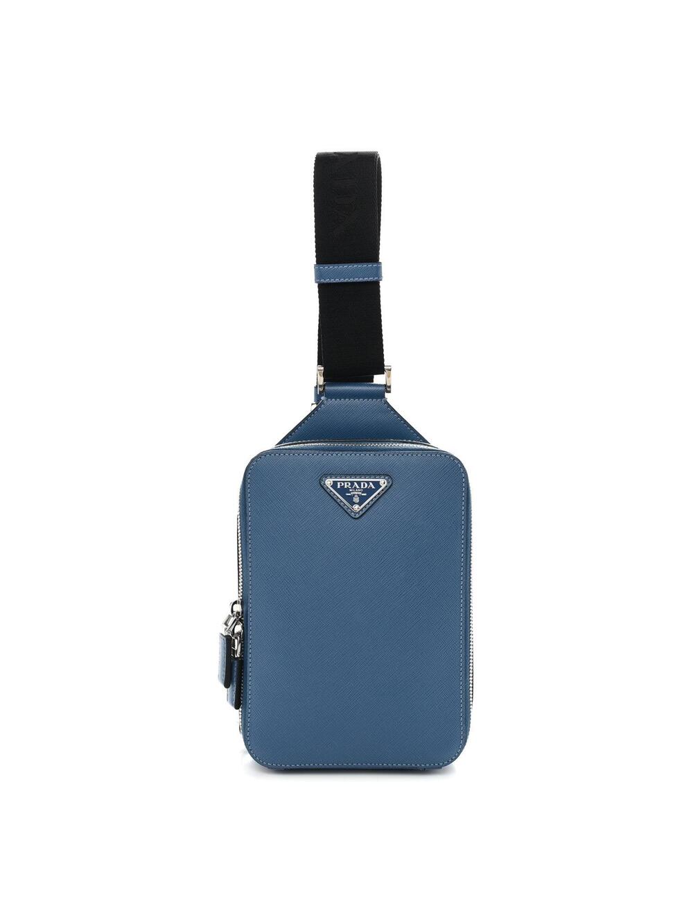 Prada Saffiano Brique Sling Bag Blue #343936P14B